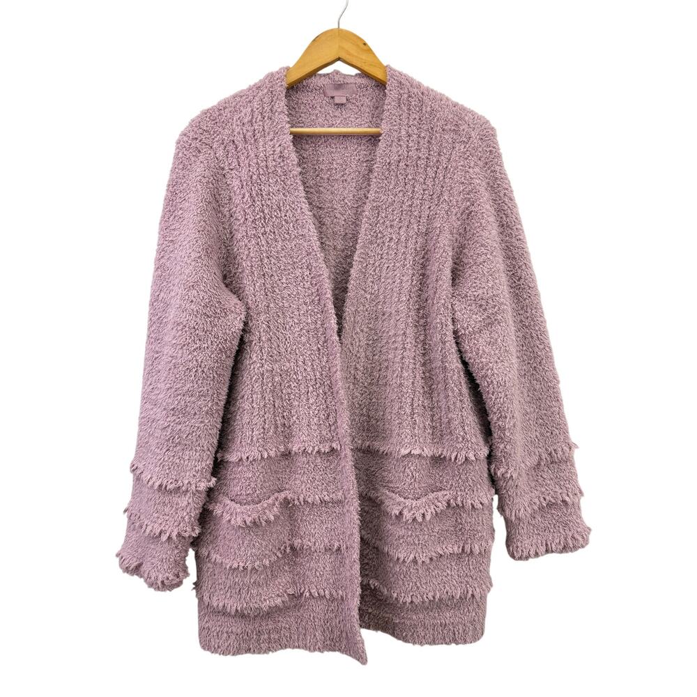 Barefoot Dreams CozyChic Boardwalk Cardigan Mauve Purple Sz XL Open Front Duster